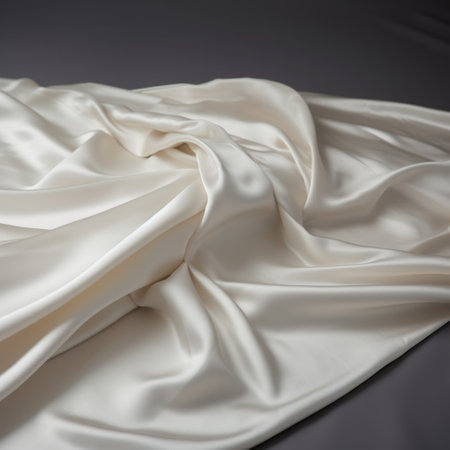a 3d seamless background image featuring a combination of white satin and grey background. this image, inspired by the styles of inna mosina, ren hang, and gustave courbet, showcases exquisite detail and a dreamy, romantic composition. the uhd image captures the luxurious fabrics in stunning clarity. ai generatedの素材