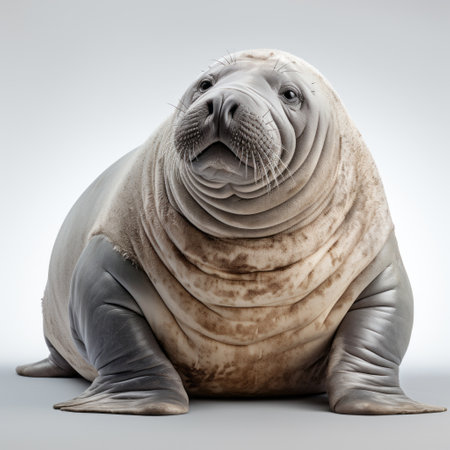 gray seal 3d model - surreal animal hybrid style - candid shots of famous figures - vray tracing - heavy lines - light maroon and beige - flickr - smooth and curved lines - for sale. ai generatedの素材