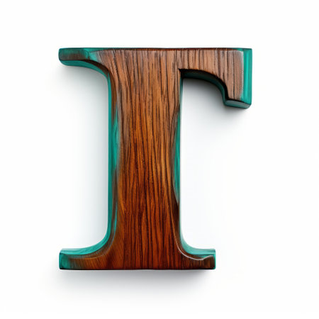 a wooden letter t painted in green stands out against a white background. the dark turquoise and brown color scheme adds a unique touch to this innovative piece. captured with the ricoh ff-9d camera using intaglio techniques, the carving on the letter showcases intricate details that are easy to overlook at first glance. ai generatedの素材