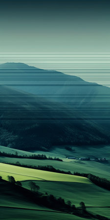 fields wallpaper featuring calming and introspective aesthetic. the image showcases fields of dark green and light aquamarine, creating a soothing atmosphere. captured through webcam photography, the picture highlights the beauty of nature with its dark turquoise and light brown tones. the mountainous vistas and juxtaposed imagery add a touch of swiss style to this captivating scene. ai generatedの素材