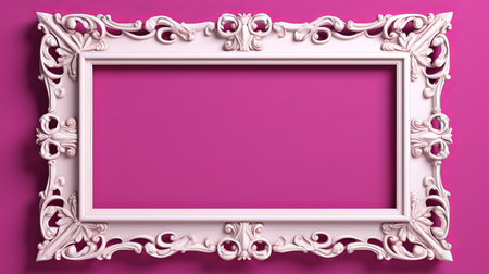 a white frame stands out against a vibrant pink background, reminiscent of colorful woodcarvings. this stunning image, rendered using octane render in 8k resolution, showcases baroque-inspired sculptures. the photorealistic rendering captures every intricate detail, resulting in a matte photo with a realistic and captivating appeal. ai generatedの素材