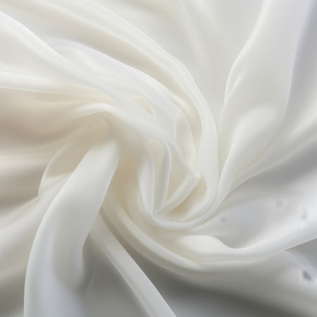 white silk fabrics, captured in a wide shot using the tamron sp 70-200mm f/2.8 di vc usd g2 lens, showcase their exquisite beauty. the translucent resin waves add a touch of elegance, while the soft femininity is enhanced by the elaborate detailing. the swirling colors, smooth curves, and polished finish create a mesmerizing visual experience. ai generatedの素材