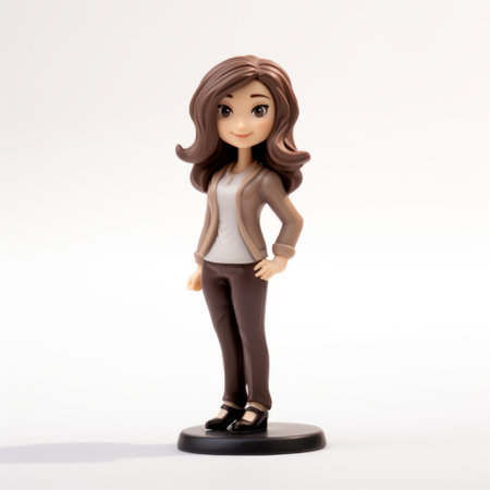 female doll figure figurines in a cartoonish caricature style, featuring realistic hyper-detailed rendering. this photograph showcases dark brown dolls created by artists alex hirsch and steve henderson. the image was captured using a 70mm camera, resulting in a high-resolution uhd picture. ai generatedの素材