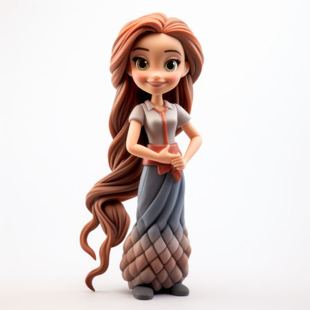 the neela princess model is a 3d printed figurine inspired by playful cartoon illustrations. created by kerem beyit, this unique character design showcases a light gray and brown color scheme. the figurine features intricate weaving details, adding depth and texture to the design. with a shiny and glossy finish, this piece is a true work of art. ai generatedの素材
