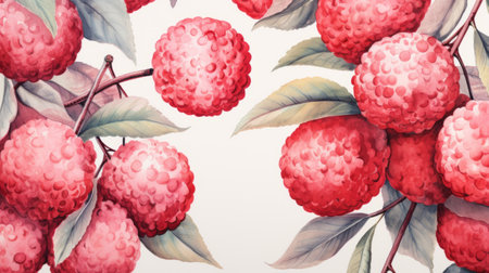handmade watercolor illustration of strawberries and plums, featuring asian-inspired motifs and trompe-l'oeil folds. this beautiful artwork captures the essence of these fruits in a unique and artistic way. the illustration is presented in a spherical sculpture format and is available as a wallpaper in a high-resolution size of 3840x2160. ai generatedの素材