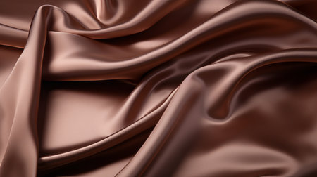 a close-up photo of a silk texture showcasing stunning brown colors and intricate details. the texture, resembling a hyper-realistic oil painting, is rendered in the style of cinema4d. the flowing fabrics exhibit a combination of light pink and dark bronze hues, creating a captivating visual effect. the sculpted and curvilinear forms are elegantly wrapped, adding depth and dimension to the composition. ai generatedの素材