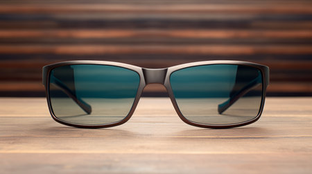 a sleek and modern slate-colored frame is elegantly displayed on a wooden table in this minimal-style frame mockup image. the soothing color theme adds a touch of tranquility to the overall aesthetic. ai generatedの素材