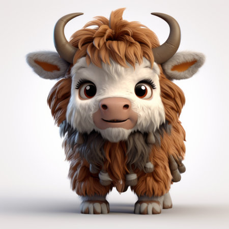 a tiny goat reshade 3d model by miotai, featuring a charming character illustration style. this uhd image showcases a white and brown goat with strong facial expressions. the design incorporates elements of celtic art, with cute and colorful details. the goat is depicted amidst spiky mounds, adding depth to the composition. ai generatedの素材