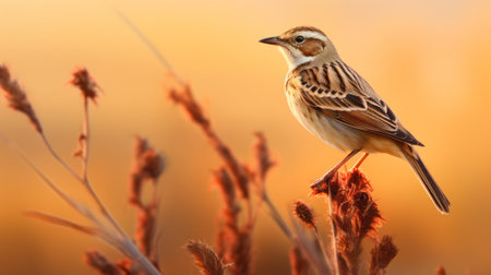 a stunning hd wallpaper featuring a beautiful bird in its natural habitat during springtime. the vibrant sunset creates a mesmerizing backdrop for this nature-inspired wallpaper. captured in the style of petzval 85mm f22, this photo by serge marshennikov showcases a prairiecore aesthetic with its dark beige and amber tones. colorized with light amber and magenta hues, this wallpaper is a visual treat by sung kim.の素材