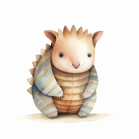 a child illustration and clip art of an animal featuring soft shading, salvagepunk elements, striped painting, realistic watercolors, quirky cartoonish characters, and a sharpprickly sculpted style. ai generatedの素材