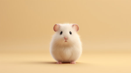 a white small furry animal, in the style of ray tracing, poses for a photo. the image showcases minimal retouching and features a rounded, hyper-realistic oil effect in yellow and beige tones. the cute and colorful subject is captured with precision, highlighting its adorable qualities. this stunning photo was created using intel core technology. ai generatedの素材