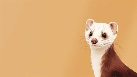 a ferret with a warm color palette and simplistic vector art style is depicted in this 4k wallpaper. the background features a simplified and stylized portrait of the ferret, created by artists david nordahl and jean-baptiste monge. the light white and amber tones add a touch of elegance to this free hd wallpaper. ai generatedの素材