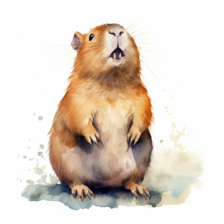 a color illustration of a guinea pig, created in a gritty urban street art style with loose gestures and emotional watercolors. this free vector illustration showcases a light brown and amber color palette, giving it a raw and award-winning character. the guinea pig is depicted in a gigantic scale, making it a visually striking piece of art. ai generatedの素材