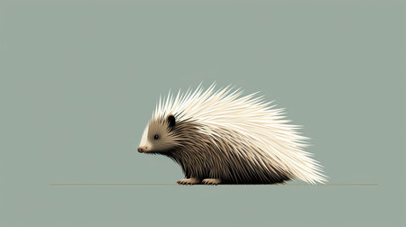 a minimal retouching style illustration of a porcupine, showcasing the beauty of animals. this digitally enhanced artwork features a stark contrast of light and shadow, creating a visually striking effect. with a resolution of 3840x2160 and vray tracing, the illustration captures the essence of neo-geo minimalism, using shades of gray and beige to create a captivating composition. ai generatedの素材