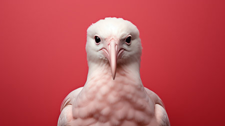 a bird, inspired by the style of mike campau, gazes directly at the camera. the bird's vibrant red and white feathers create a striking color interaction, reminiscent of the monochromatic graphic design seen in the works of mike judge. this captivating image captures the essence of paleocore and kimoicore aesthetics. ai generatedの素材