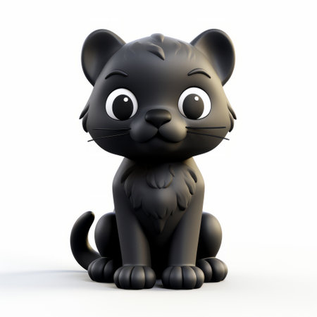 a 3d black cat figurine, inspired by character caricatures, is depicted lying down on a white surface. this high-resolution 32k uhd image showcases the intricate details of the figurine, which is created in the rinpa school style. the image features subtle gradients and beautifully captures the essence of animals. additionally, it can be used for animated gifs and is reminiscent of a manticore. ai generatedの素材