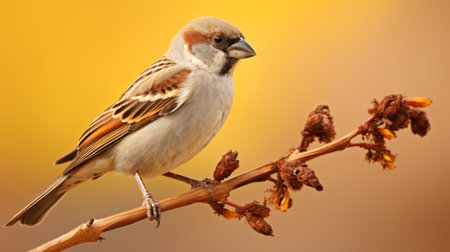 a photo of sparrows in the background, captured in the style of softbox lighting. the image showcases a combination of light maroon and light amber hues, reminiscent of the artistic techniques used by sofonisba anguissola. the photo exhibits photo-realistic techniques, with a focus on accuracy in depicting the fauna and flora. the sparrows are captured in pensive poses, adding a touch of precisionist style toの素材