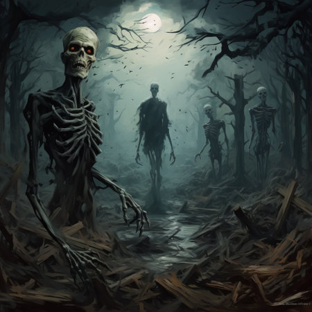 macabre painting of elsa and anna from frozen transformed into eerie zombies, depicted in the haunting style of vincent van gogh. this dark and creepy artwork captures the undead essence of the beloved characters, merging fantasy and horror in a chilling masterpiece. ai generatedの素材