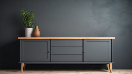 a sleek and modern slate-colored frame is elegantly displayed on a wooden table in this minimal-style frame mockup image. the soothing color theme adds a touch of tranquility to the overall aesthetic. ai generatedの素材