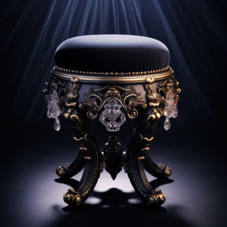 velvet victorian foot stool candle holder with white background. stunning 8k resolution image showcasing sharp, hyper-realistic, and hyper-detailed features. ai generatedの素材