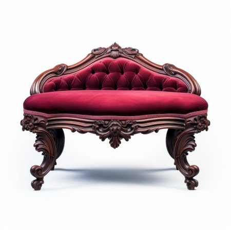 a stunning velvet victorian footstool is showcased in this image. the footstool is set against a white background, highlighting its elegant design. with its sharp, hyper-realistic, and hyper-detailed features, this 8k resolution image captures the beauty and intricacy of the footstool. ai generatedの素材