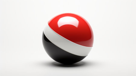 a ball with a flag design, featuring bold color blocks in light red and light gray. the black and white color scheme adds a stylish touch to the extruded design. eye-catching details and a graceful yet bold appearance make this ball perfect for fans of toonami and the duckcore aesthetic. ai generatedの素材