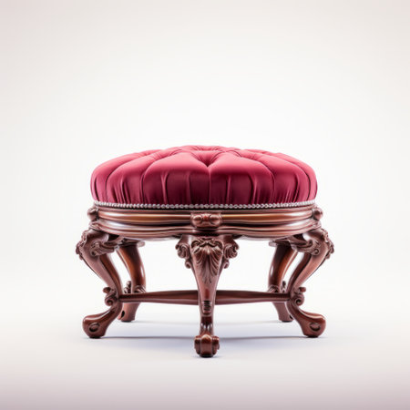 red velvet upholstered seat and leg for stool background royalty photo. baroque-inspired lighting style with dark brown and pink hues. vray rendering showcases the antique influences and intricate details. white background enhances the elegance. influenced by ancient chinese art, this photo captures the essence of opulence and sophistication. lorenz hideyoshi's artistic touch is evident in every aspect of this stunning image. ai generatedの素材