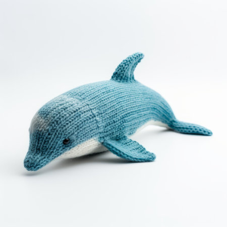 stuffed dolphin by mfl designs, inspired by the style of sophie anderson. this adorable toy features a combination of light teal and dark azure colors. created with a simplistic design, it captures the essence of patrick mchale's artwork. a timeless piece by lucy glendinning, this stuffed dolphin is a perfect addition to any collection. crafted with love, it embodies the spirit of the 1970s toの素材