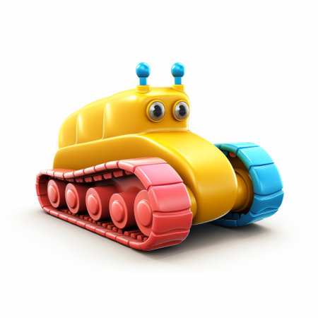 a caterpillar 3d icon made of clay material is depicted in this cartoon-style image. the caterpillar appears smooth and shiny, with a spotlight highlighting its best details. this high-resolution, hd, and 3d rendering is presented on a white isolated background, perfect for nintendo enthusiasts and fans of isometric designs. ai generatedの素材