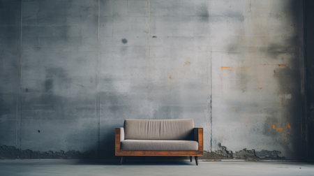 loveseat in a simple and clean brutalist environment, captured in an editorial style photograph. shot with a mamiya rz67 camera, the image showcases the zoomed-in details of the loveseat. the empty surroundings emphasize the minimalist aesthetic, creating a visually striking composition. ai generatedの素材