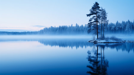 the photo showcases the breathtaking beauty of tornio as the blue hour envelops the natural landscape. with a touch of minimalism, the image captures the transparent essence of this magical wonderland. shot with a canon 5d, this high-quality, 16k hd photo truly immerses viewers in the captivating scenery. ai generatedの素材