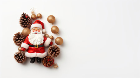 st. nicholas day gift decoration on solid white background with copy space. flat lay, top view, fall. ai generatedの素材