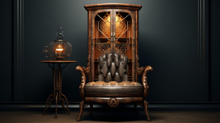 a hyperrealistic curio cabinet with weaving leather elements, designed using octane render for a clean and elegant look. the cabinet is showcased on a white background, highlighting its high detail and intricate textures. this 16k resolution chair is a stunning piece of furniture that adds sophistication to any space. ai generatedの素材