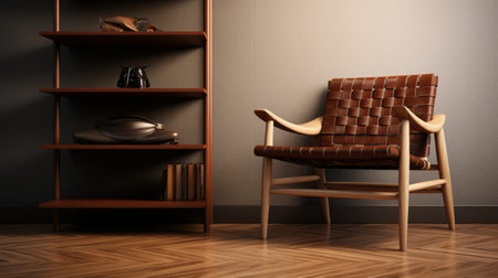 a shoe rack with weaving leather elements, designed to create a clean and elegant look. the use of octane render enhances the hyperrealistic appearance, showcasing detailed textures. the shoe rack is isolated on a white background, allowing its high detail to stand out. the resolution of the image is 16k, ensuring exceptional clarity and visual impact. ai generatedの素材