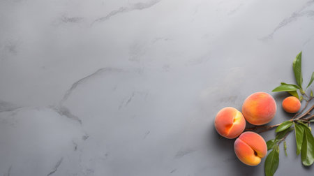 nectarine display featuring a modern aesthetic, blending shades of light gray and navy on a sleek concrete surface. perfect for minimalist vibes, this setup complements the fruit's vibrant hues. ai generatedの素材