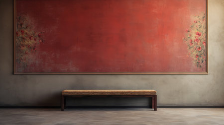 a photo showcasing an empty wall space above an ottoman. this blank canvas provides an opportunity to add decorative elements such as artwork, shelves, or a gallery wall. utilize this area to enhance the overall aesthetic of the room and create a visually appealing focal point. ai generatedの素材