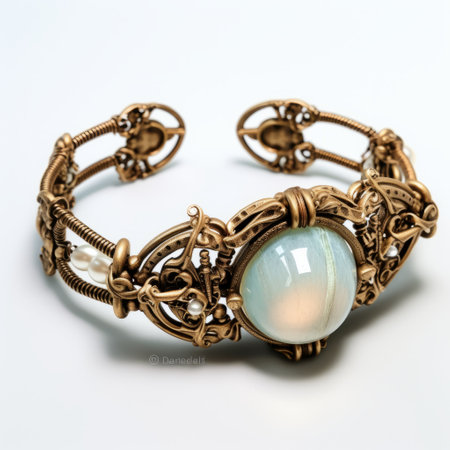bracelet on a white background, showcasing its elegant design and intricate details. this stunning accessory features a combination of sparkling gemstones, delicate metalwork, and a secure clasp. perfect for adding a touch of sophistication to any outfit, this bracelet is a must-have for fashion enthusiasts and jewelry lovers alike. ai generatedの素材