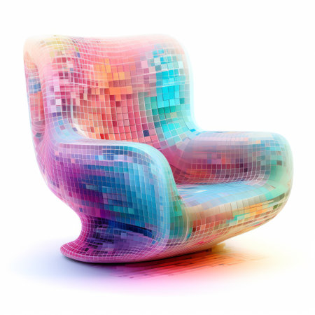 an armchair, featuring algorithmic art, is captured in this photo. the armchair stands out against a clean white background, allowing the intricate details of the algorithmic art to shine. this visually striking piece adds a touch of creativity and modernity to any space. ai generatedの素材