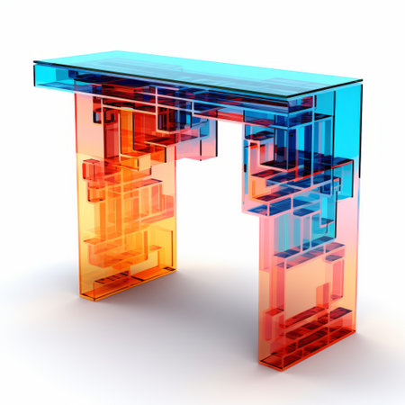 a console table, featuring algorithmic art, is captured in this photo. the table is showcased against a clean white background, allowing the intricate details of the algorithmic art to stand out. ai generatedの素材