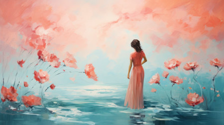 impressionism on coral acrylic paint illustration, featuring vibrant brushstrokes and a harmonious color palette. this captivating artwork captures the essence of the ocean, with its intricate coral formations and the play of light and shadow. the artist's skillful technique brings the scene to life, evoking a sense of tranquility and wonder. perfect for art enthusiasts and nature lovers alike. ai generatedの素材