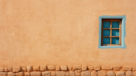 japanese architecture photo featuring a textured wall and a window. this image showcases the fusion of spanish and japanese architectural styles, combining elements of baroque and simple minimalism. the composition is reminiscent of the works of franco fontana and edward hopper, with a rough texture adding depth and character to the scene. ai generatedの素材