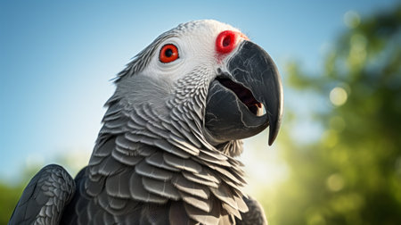 african grey parrot in the wild, captured with canon m50, showcasing its dietary habits and feeding behavior. witness the natural foraging skills and diverse food choices of this intelligent bird species. discover the fascinating world of african greys as they navigate their environment and select their nourishment from a variety of sources. ai generatedの素材