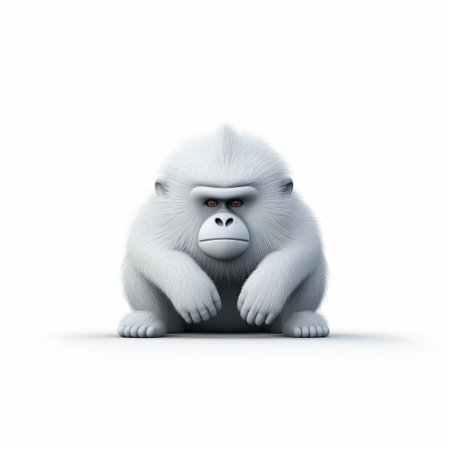 a baboon 3d logo featuring a cute and miniature small-scale painting style. the design showcases a minimalistic and lite object style, with a front view matte finish against a white background. the logo is rendered in ultra high definition, providing stunning detail and clarity in 8k resolution. ai generatedの素材