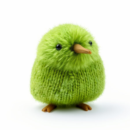 a knitted kiwi, isolated on a white background. this adorable handmade kiwi toy features intricate knitting details and vibrant colors. perfect for kiwi lovers and knitting enthusiasts alike, this unique piece adds a touch of charm to any space. ai generatedの素材