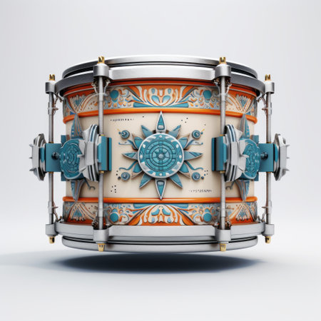 a drum on a clean white background, showcasing its simplicity and elegance. this percussion instrument is perfect for creating rhythmic beats and adding a touch of musicality to any performance or gathering. the white background emphasizes the drum's clean and minimalist design, making it a versatile and visually appealing addition to any setting. ai generatedの素材