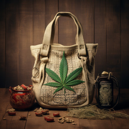 a hemp bag made from sustainable materials, perfect for eco-conscious individuals. this versatile bag is durable, spacious, and stylish, making it ideal for everyday use or as a trendy fashion accessory. carry your essentials in an eco-friendly way with this hemp bag, crafted with love and care. ai generatedの素材