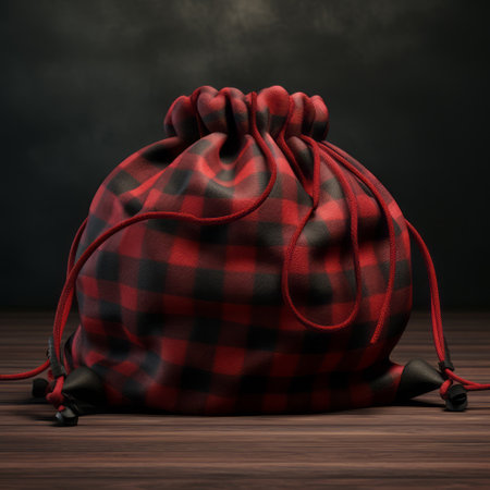 a flannel bag, made from soft and cozy fabric, is showcased in this image. the bag features a classic plaid pattern, adding a touch of timeless style. perfect for storing small items or as a fashionable accessory, this flannel bag is a must-have for those seeking both functionality and fashion. ai generatedの素材