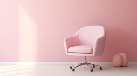 swivel chair, pastel pink wall, soft, feminine, product showcasing. ai generatedの素材