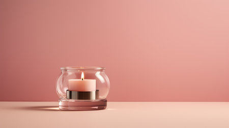 candle holder, pastel pink wall, soft setting, feminine, product showcasing. ai generatedの素材