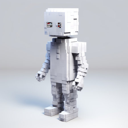 3d 8-bit pixel cartoon of a full-body suit on a white background. ai generatedの素材